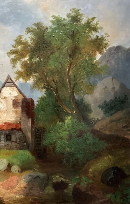 fig 4. Superb Quality Original 19thc Mountainous Valley Landscape Oil Painting