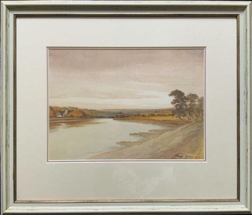 A Wonderful Autumn River Landscape Watercolour Painting by George Sykes (B.1863)