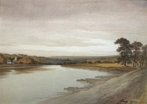 fig 1. A Wonderful Autumn River Landscape Watercolour Painting By George Sykes (b.1863)