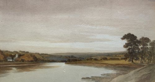fig 5. A Wonderful Autumn River Landscape Watercolour Painting By George Sykes (b.1863)