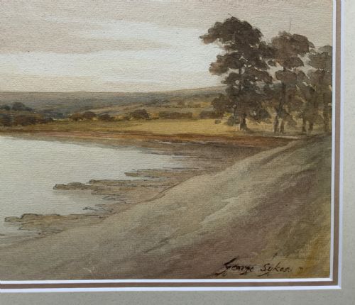 fig 6. A Wonderful Autumn River Landscape Watercolour Painting By George Sykes (b.1863)