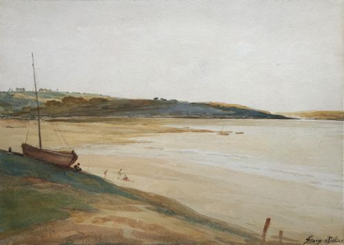 fig 1. A Wonderful Estuary / Beach Watercolour Painting By George Sykes (b.1863)