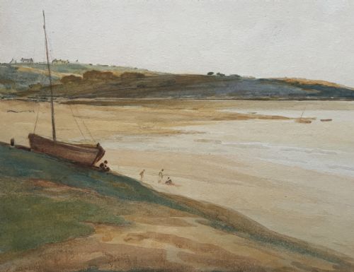 fig 2. A Wonderful Estuary / Beach Watercolour Painting By George Sykes (b.1863)