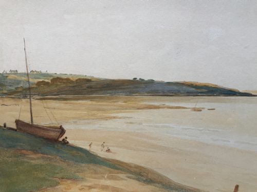 fig 6. A Wonderful Estuary / Beach Watercolour Painting By George Sykes (b.1863)