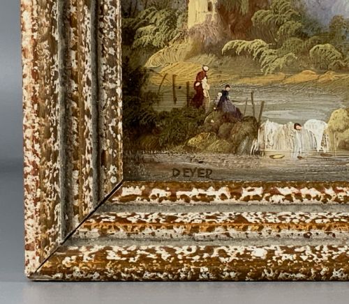 fig 2. UNUSUAL MID-20th-CENTURY ITALIAN LAKE MINIATURE LANDSCAPE OIL PAINTING