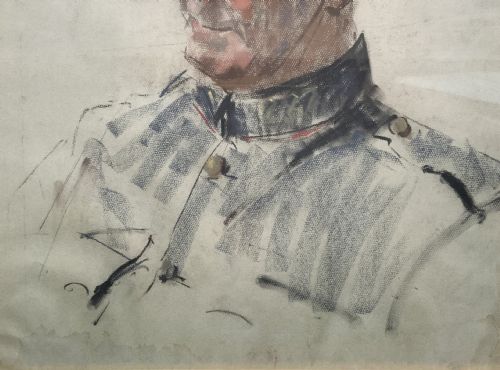 AUBREY SYKES RA 19101995 SUPERB MILITARY OFFICER PASTEL PORTRAIT PAINTING - ADDITIONAL PHOTO 3