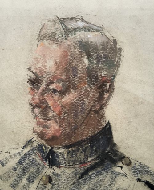 AUBREY SYKES RA 19101995 SUPERB MILITARY OFFICER PASTEL PORTRAIT PAINTING - ADDITIONAL PHOTO 5