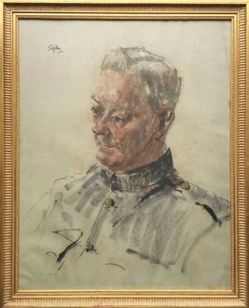 AUBREY SYKES RA 19101995 SUPERB MILITARY OFFICER PASTEL PORTRAIT PAINTING - ADDITIONAL PHOTO 7