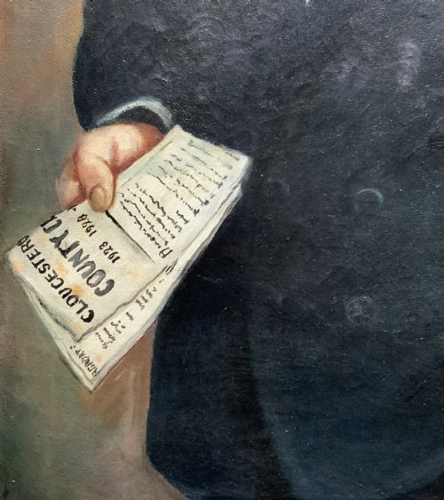 LARGE EARLY 20THCENTURY PORTRAIT OIL PAINTING OF BRISTOL TYCOON FRANK WREN - ADDITIONAL PHOTO 6