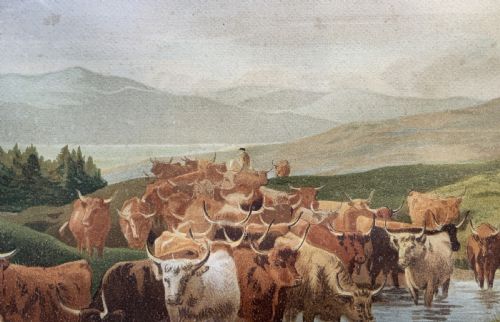 HENRY BIRTLES 18381907 HERDSMAN CATTLE FARMING HIGHLAND LANDSCAPE PAINTING - ADDITIONAL PHOTO 5