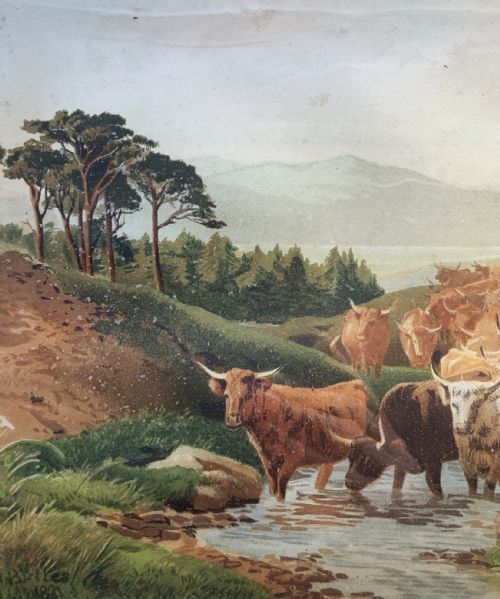 HENRY BIRTLES 18381907 HERDSMAN CATTLE FARMING HIGHLAND LANDSCAPE PAINTING - ADDITIONAL PHOTO 6