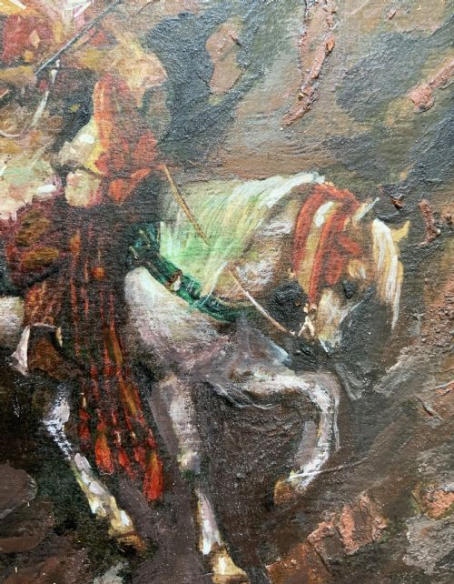 fig 6. An Arabian Horseman LATE 19th CENTURY OIL ON PANEL PAINTING IN GILTWOOD FRAME