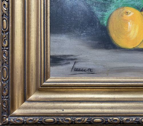 LARGE MIDCENTURY EUROPEAN LEMON JUGS STILL LIFE STUDY OIL PAINTING 2 OF 2 - ADDITIONAL PHOTO 8
