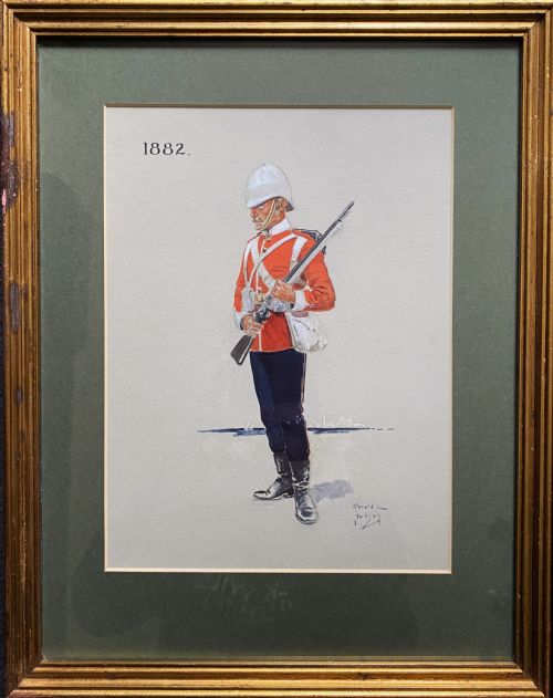 fig 6. Superb Set of 6 Original Militaria Army Officer Portrait Watercolour Paintings