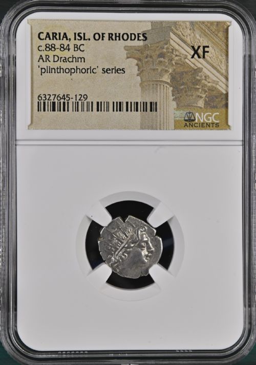 fig 2. Superb 2000-Year-Old Caria, Isl of Rhodes Greece Ancient Silver AR Drachm Coin