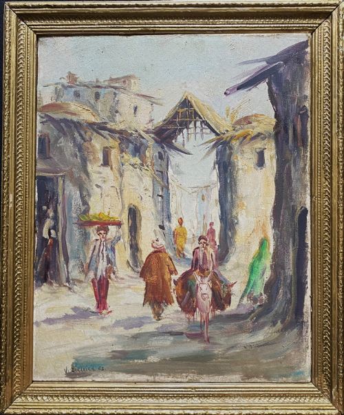 V ZIRAKIAN IRANIAN VINTAGE ANTIQUE IMPRESSIONIST VILLAGE TOWN OIL PAINTING - ADDITIONAL PHOTO 11