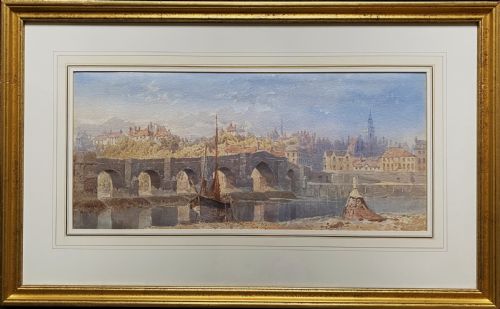 A VIEW OF HEREFORD OUTSTANDING ANTIQUE CITYSCAPE RIVER WATERCOLOUR PAINTING - ADDITIONAL PHOTO 11