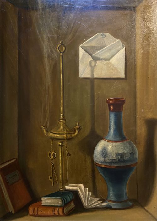 BEAUTIFUL EARLY 20THC BRITISH SCHOOL FIGURAL STILL LIFE OIL PAINTING - ADDITIONAL PHOTO 1