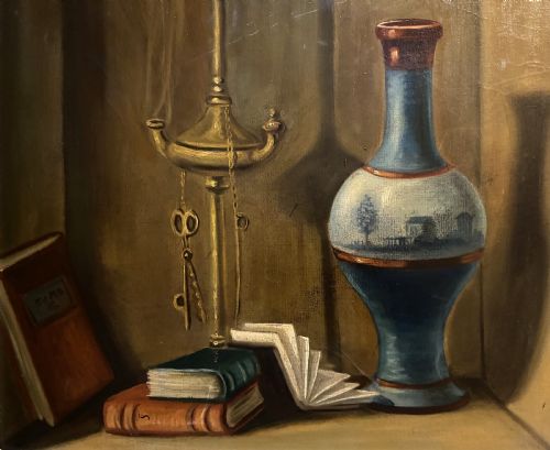 BEAUTIFUL EARLY 20THC BRITISH SCHOOL FIGURAL STILL LIFE OIL PAINTING - ADDITIONAL PHOTO 3