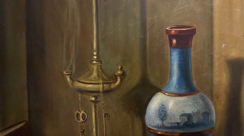 BEAUTIFUL EARLY 20THC BRITISH SCHOOL FIGURAL STILL LIFE OIL PAINTING - ADDITIONAL PHOTO 5