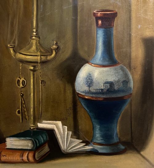 BEAUTIFUL EARLY 20THC BRITISH SCHOOL FIGURAL STILL LIFE OIL PAINTING - ADDITIONAL PHOTO 6