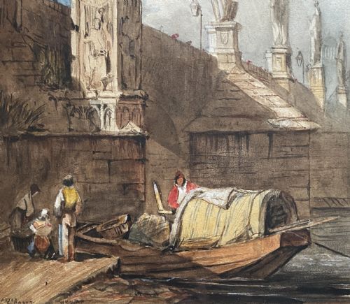 fig 3. After Samuel Prout OWS (1783–1852) The Town Square, Prague Original Watercolour