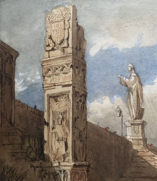 fig 6. After Samuel Prout OWS (1783–1852) The Town Square, Prague Original Watercolour