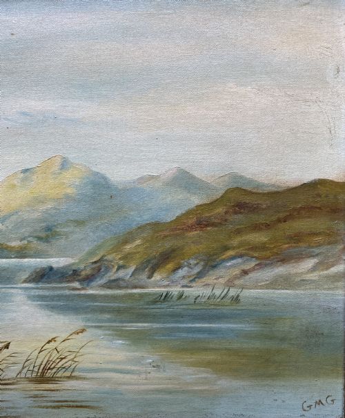 EARLY 20THC MOUNTAINOUS SCOTTISH HIGHLAND CATTLE LOCH LANDSCAPE OIL PAINTING - ADDITIONAL PHOTO 4