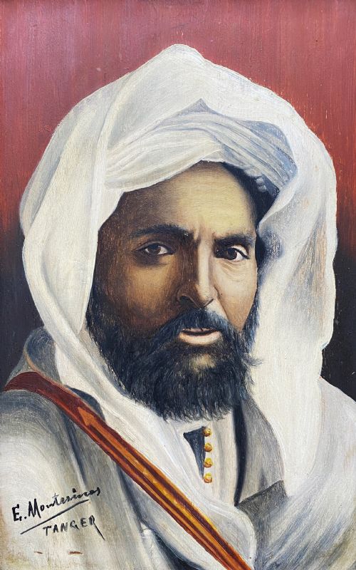 fig 3. FINE LATE 19thc SIGNED OIL ON PANEL PORTRAIT PAINTING OF A HANDSOME ARABIC GENT