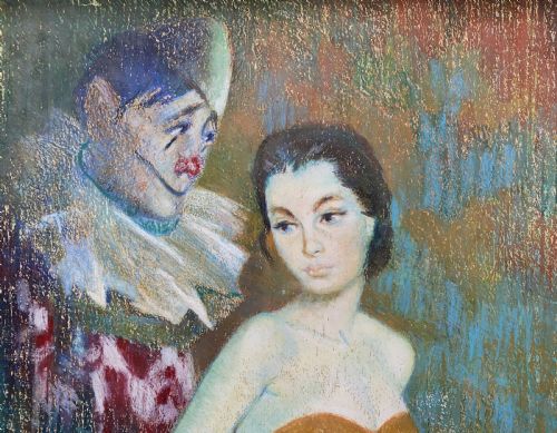 'PREPARING TO PERFORM' A SUPERB 1950S CIRCUS BALLERINA PASTEL PORTRAIT PAINTING - ADDITIONAL PHOTO 4