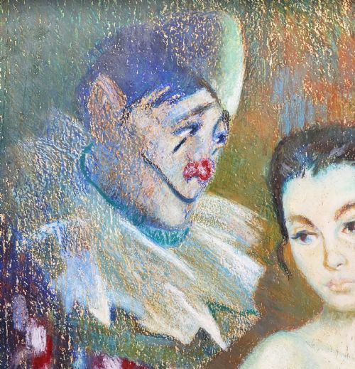 'PREPARING TO PERFORM' A SUPERB 1950S CIRCUS BALLERINA PASTEL PORTRAIT PAINTING - ADDITIONAL PHOTO 7
