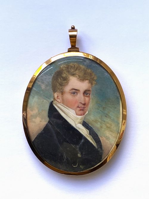 fig 1. RARE 9ct-GOLD PEARL SET GEORGIAN MILITARY PORTRAIT MINIATURE Sir William Barnard