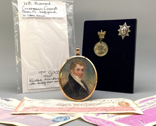 fig 3. RARE 9ct-GOLD PEARL SET GEORGIAN MILITARY PORTRAIT MINIATURE Sir William Barnard