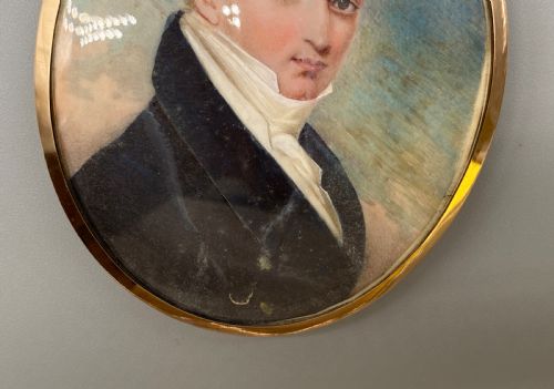 fig 8. RARE 9ct-GOLD PEARL SET GEORGIAN MILITARY PORTRAIT MINIATURE Sir William Barnard