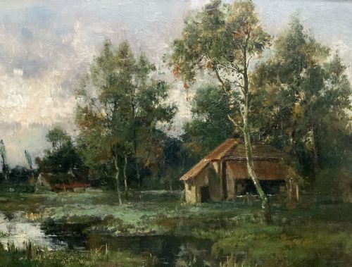 fig 2. STUNNING 19thc FRENCH BARBIZON SCHOOL IMPRESSIONIST LANDSCAPE OIL PAINTING