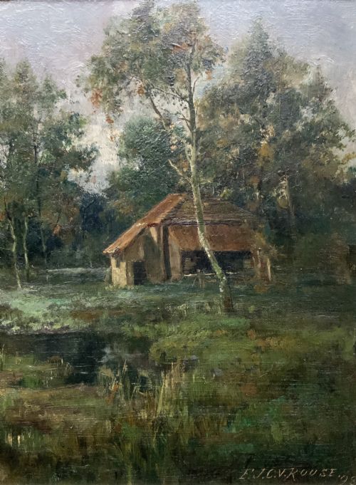 fig 3. STUNNING 19thc FRENCH BARBIZON SCHOOL IMPRESSIONIST LANDSCAPE OIL PAINTING
