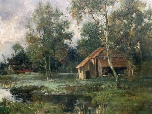 fig 6. STUNNING 19thc FRENCH BARBIZON SCHOOL IMPRESSIONIST LANDSCAPE OIL PAINTING