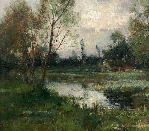 fig 7. STUNNING 19thc FRENCH BARBIZON SCHOOL IMPRESSIONIST LANDSCAPE OIL PAINTING