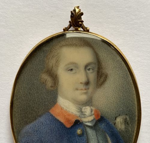 C 1760 SUPERB 18K GOLD FRAMED BRITISH NAVAL OFFICER MINIATURE PORTRAIT PAINTING ON AGATE PANEL - ADDITIONAL PHOTO 4