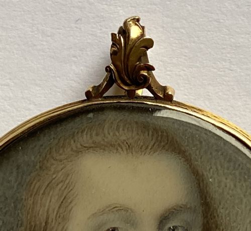 C 1760 SUPERB 18K GOLD FRAMED BRITISH NAVAL OFFICER MINIATURE PORTRAIT PAINTING ON AGATE PANEL - ADDITIONAL PHOTO 9