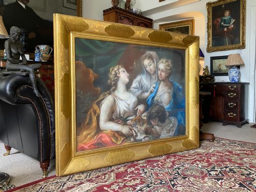 fig 1. c. 1820 Large Superb Renaissance Portrait Painting Gouache & Pastel Early 19thC