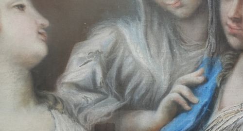 fig 4. c. 1820 Large Superb Renaissance Portrait Painting Gouache & Pastel Early 19thC