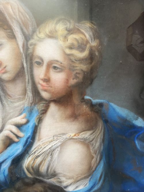 fig 7. c. 1820 Large Superb Renaissance Portrait Painting Gouache & Pastel Early 19thC
