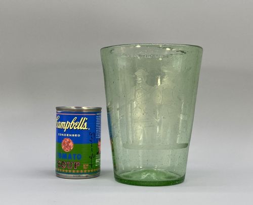 fig 1. Large Superb 18thC Hand-Blown Engraved Green Glass Beaker Vase circa 1760