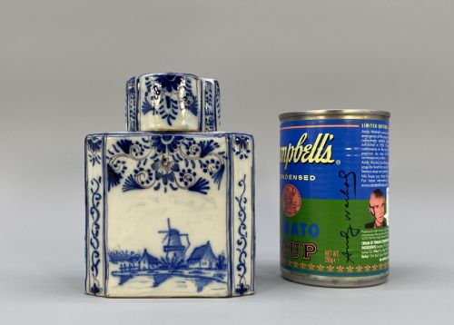 fig 2. c. 1770 Dutch Delft Tea Caddy Canister with Lid - Blue and White Chinoiserie