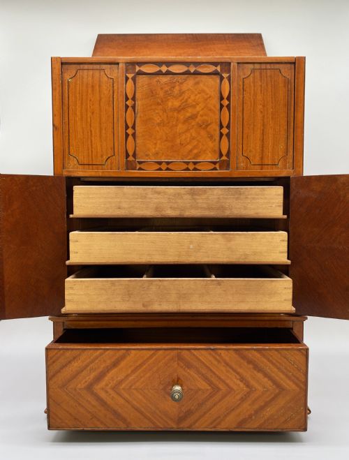 fig 5. Finest Quality English Edwardian Antique Satinwood Smokers Collectors Cabinet