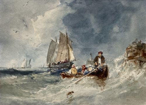 fig 1. William Roxby Beverley (1811-1889) Fine Watercolour Painting Rough Seas Maritime