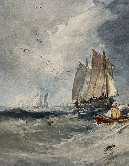 fig 5. William Roxby Beverley (1811-1889) Fine Watercolour Painting Rough Seas Maritime