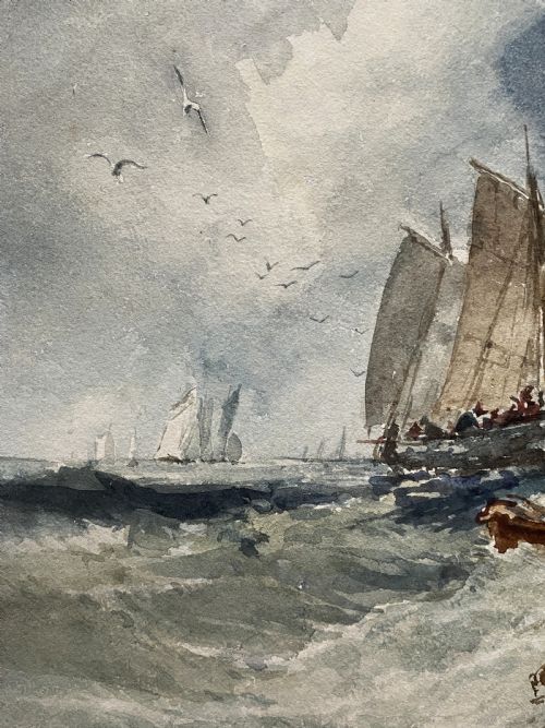 fig 6. William Roxby Beverley (1811-1889) Fine Watercolour Painting Rough Seas Maritime