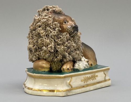 fig 3. c. 1840 Lion and Lamb By John and Rebecca Lloyd Staffordshire Pottery Figurine